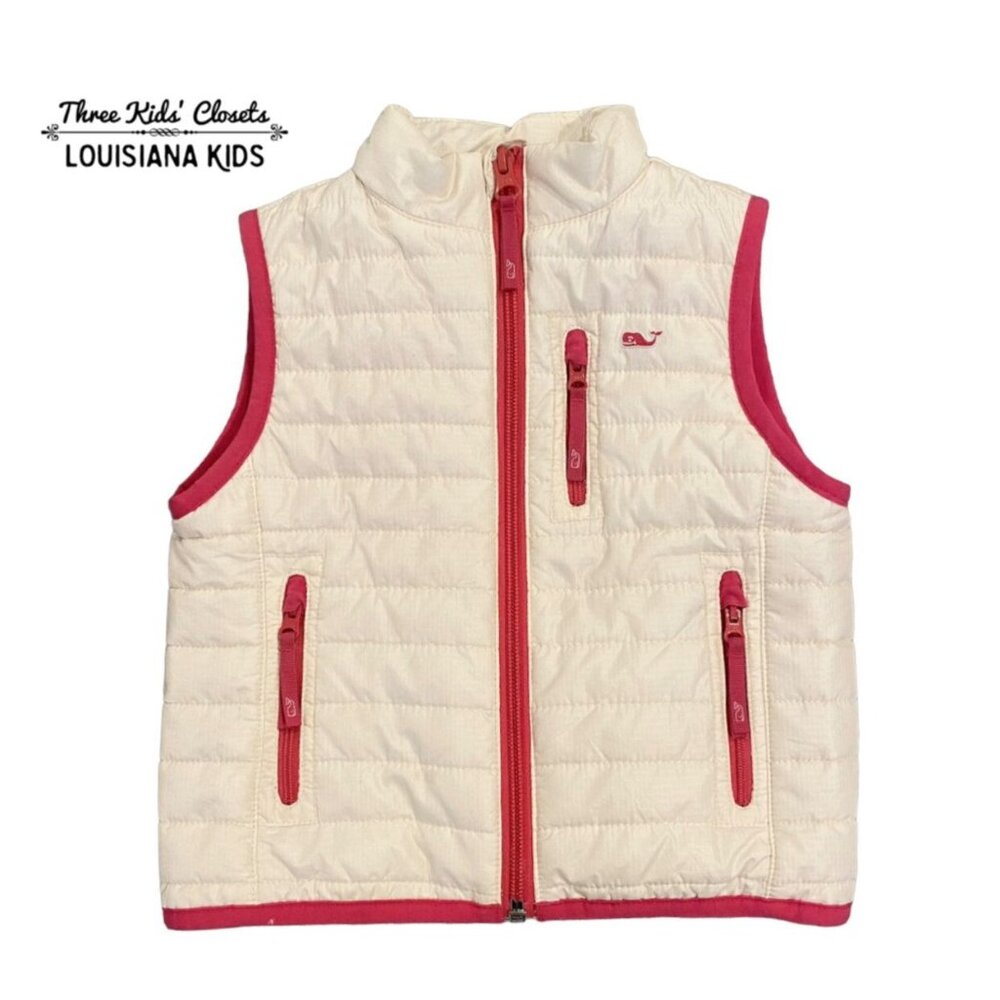 Vineyard Vines 2T Pink & White Puffer Vest Jacket